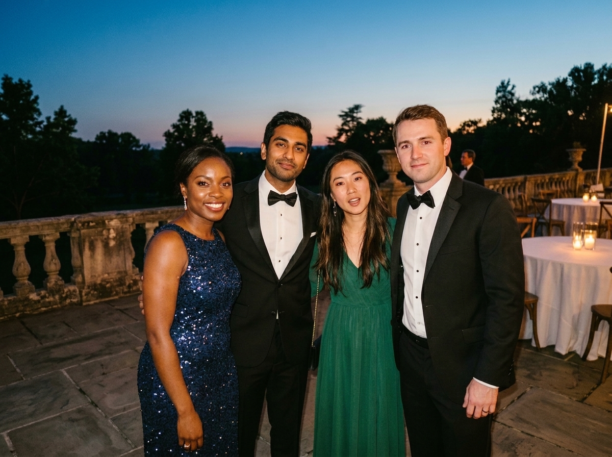Guests at a black tie